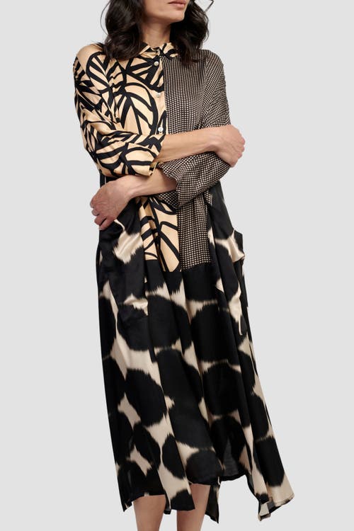 ALEMBIKA ALEMBIKA SERENE MIXED PRINT RELAXED MAXI SHIRT-DRESS