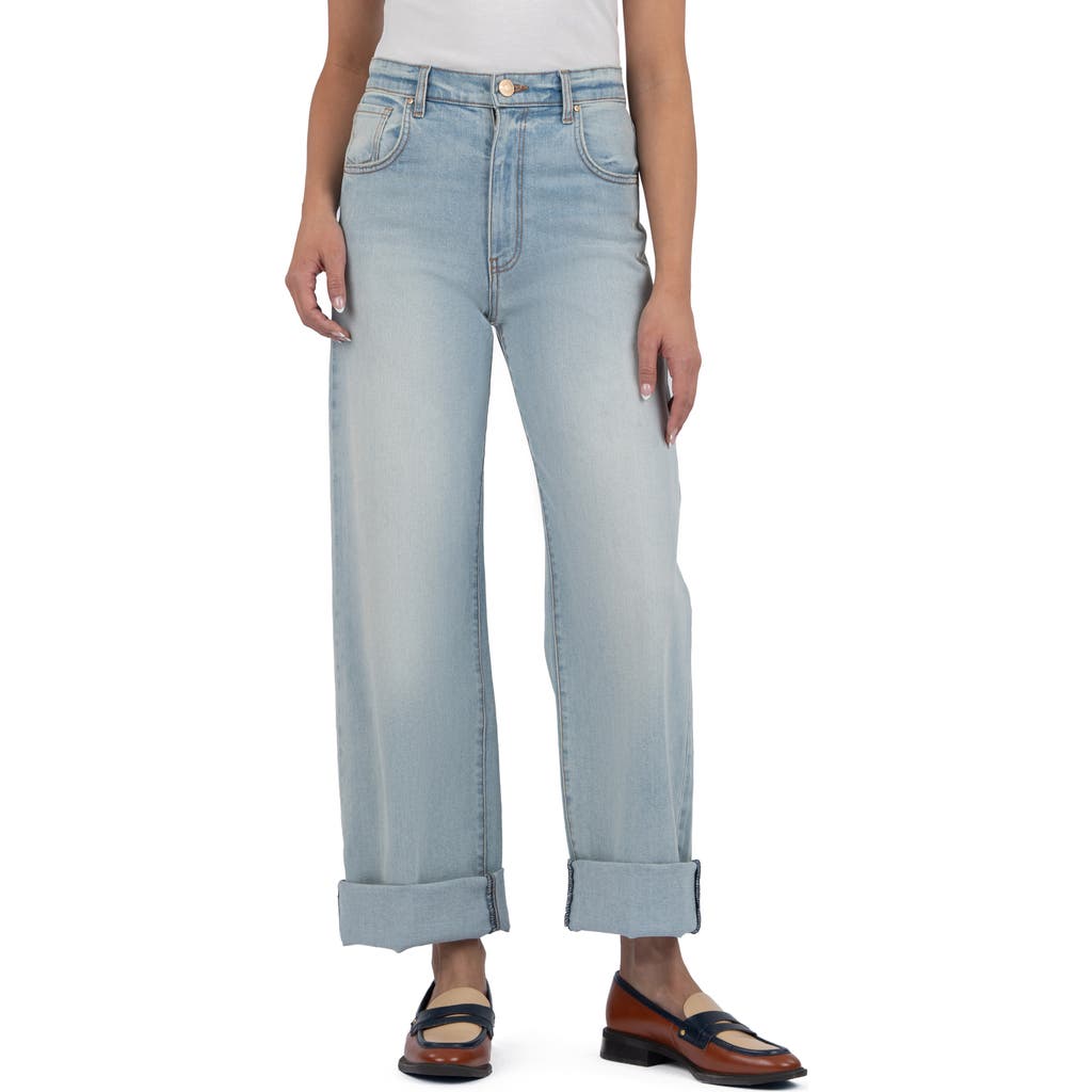 Kut From The Kloth Gwen High Waist Cufed Wide Leg Jeans In Meaning