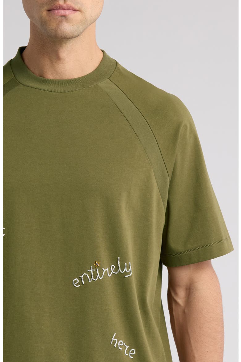 Not Here Oversize Embellished Cotton T-Shirt, Alternate, color, OLIVE GREEN