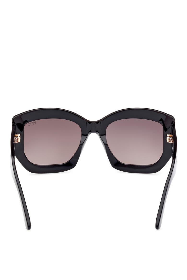 54mm Geometric Sunglasses, Alternate, color, BLACK/ GOLD / GRADIENT SMOKE