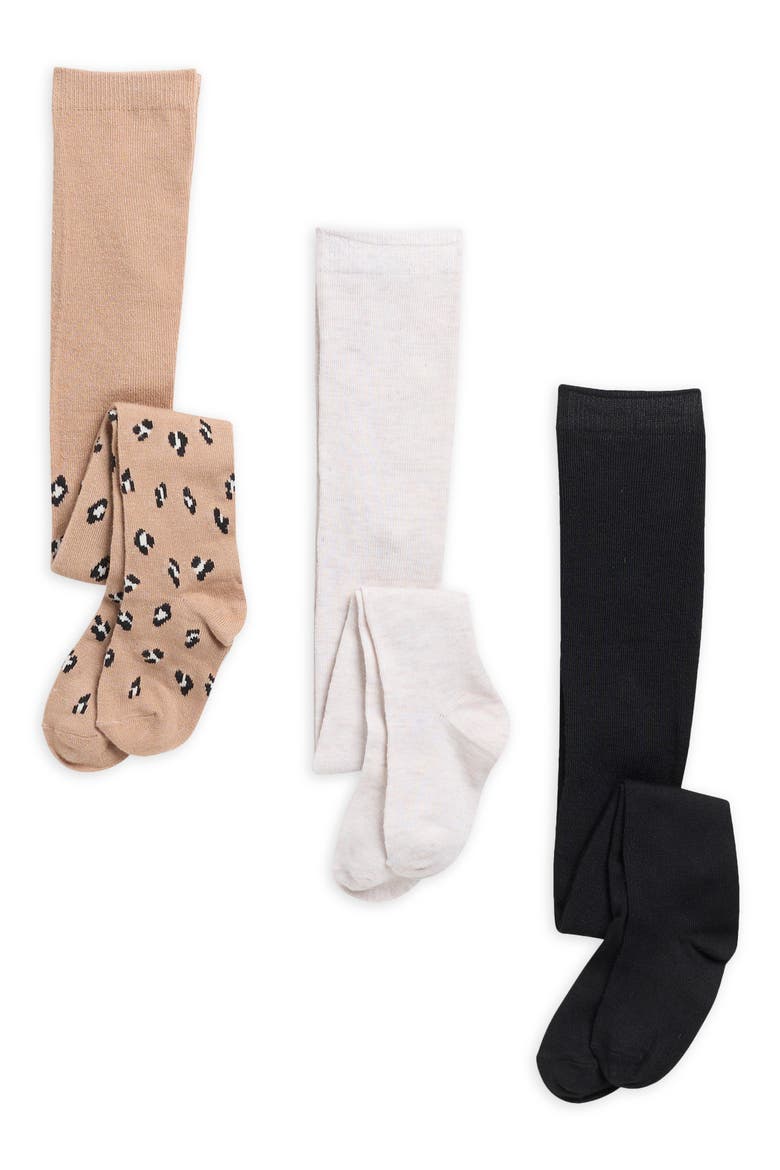 Kids' 3-Pack Leopard Sweater Tights, Main, color, TAUPE