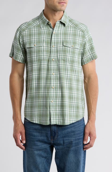 Western Herringbone Short Sleeve Snap Front Shirt