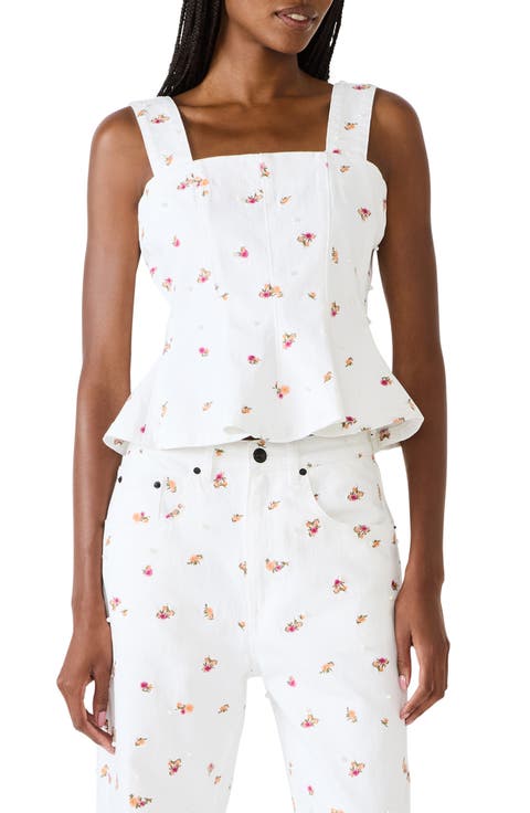 Fiorella Ditsy Floral Embellished Peplum Top