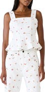 Steve Madden Fiorella Ditsy Floral Embellished Peplum Top