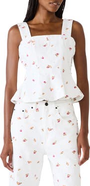 Steve Madden Fiorella Ditsy Floral Embellished Peplum Top