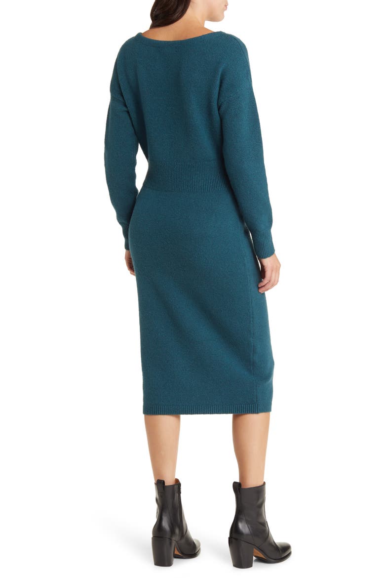 Long Sleeve Midi Sweater Dress, Alternate, color, TEAL ABYSS