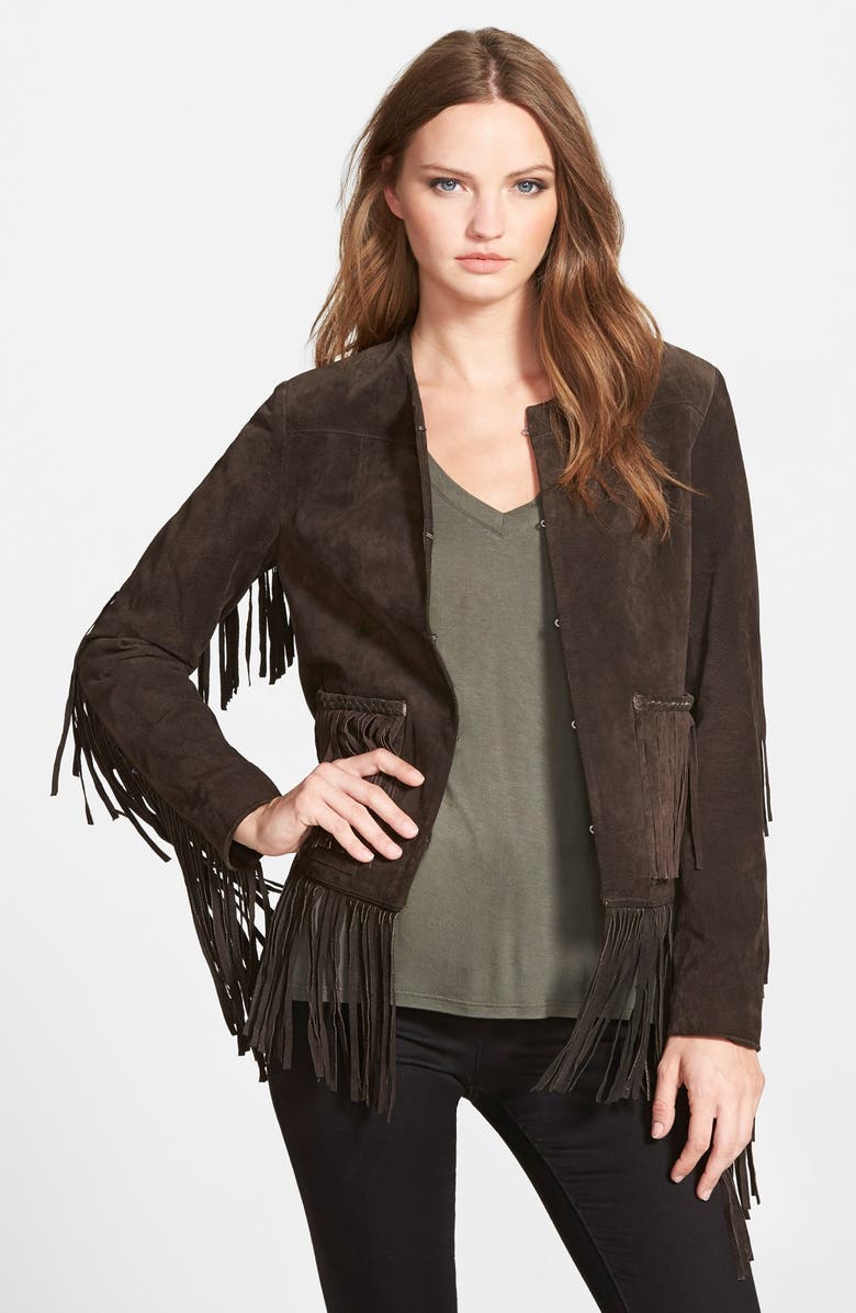 BLANKNYC Suede Fringe Jacket, Main, color,