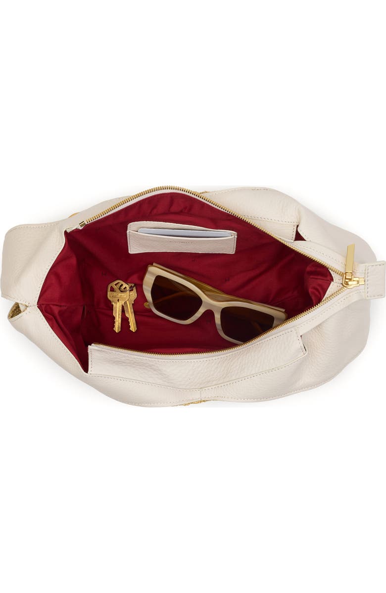 HAMMITT Tom Zip Medium Hobo Bag, Alternate, color, Calla Lily White Raffia/ Gold