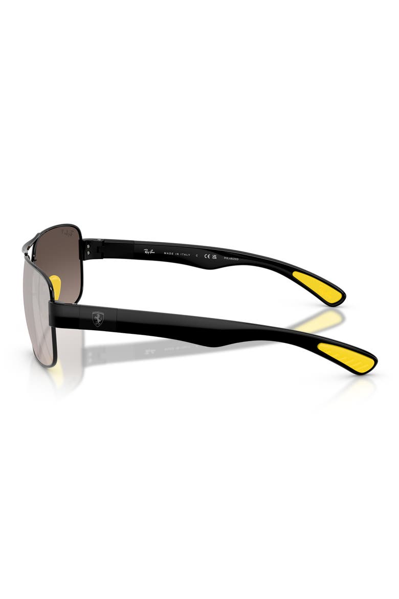 x Scuderia Ferrari 64mm Oversize Polarized Square Sunglasses, Alternate, color, BLACK / GREY