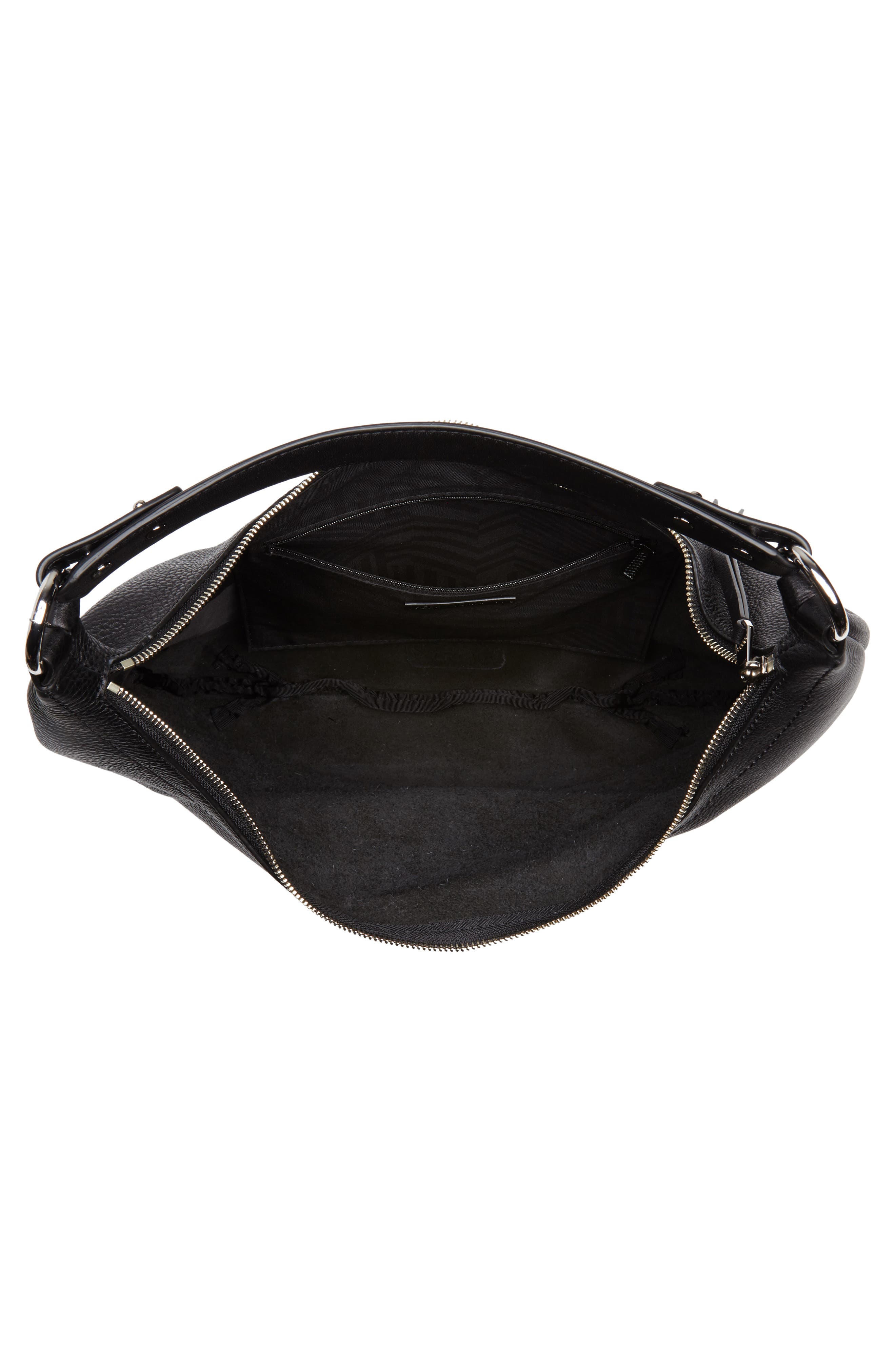 Michelle Leather Hobo, Alternate, color, BLACK