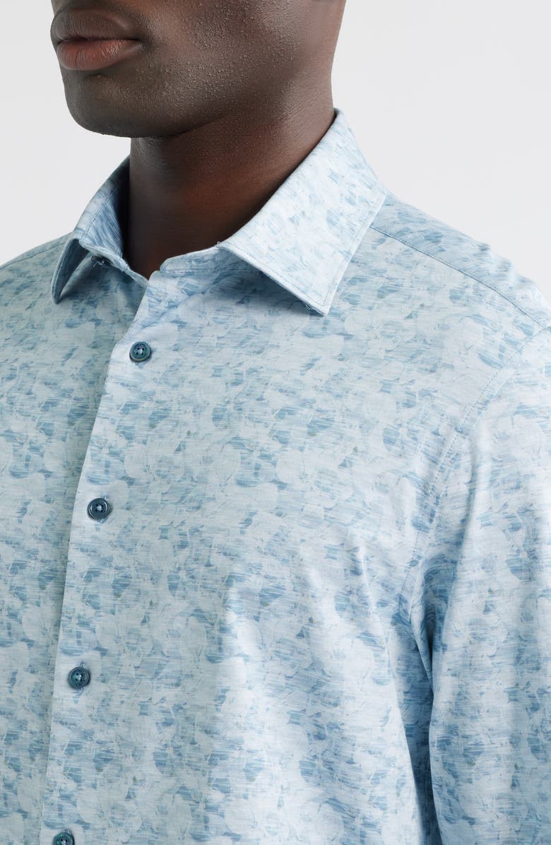 Bugatchi Jimmy OoohCotton<sup>®</sup> Abstract Floral Button-Up Shirt, Alternate, color, Aloe