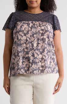 DR2 by Daniel Rainn Embroidered Eyelet Yoke Babydoll Top