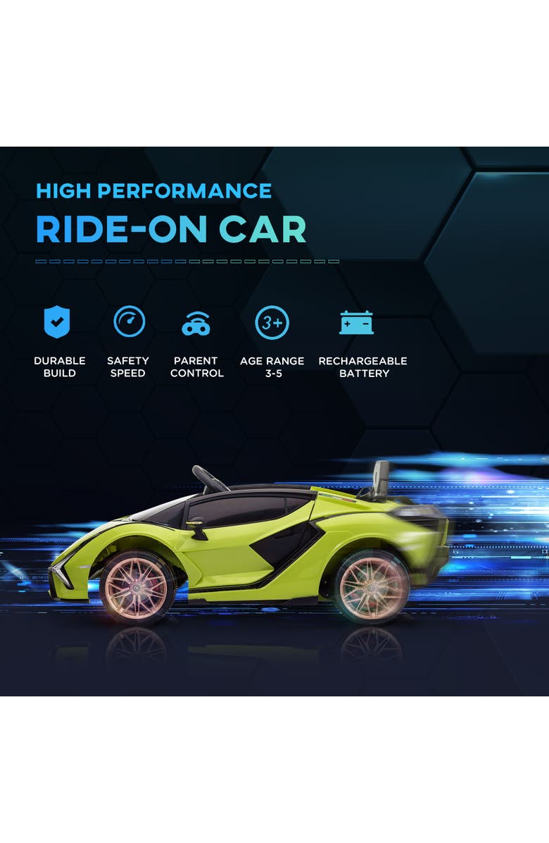 Aosom 12V Lamborghini SIAN Licensed Ride on Car with Remote Control, Horn, Music, Headlights, Alternate, color, Green