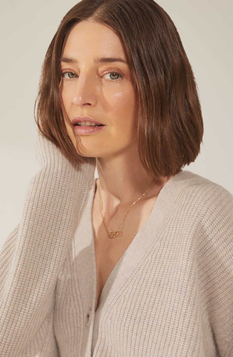 Italic Billie Chunky Cashmere Cardigan, Alternate, color, Taupe
