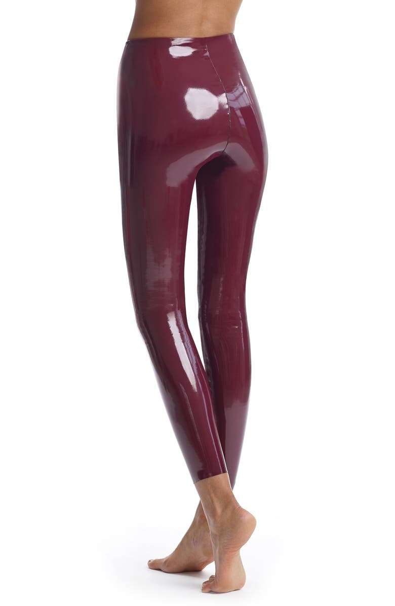 Commando Control Top Faux Patent Leather Leggings, Alternate, color, Burgundy