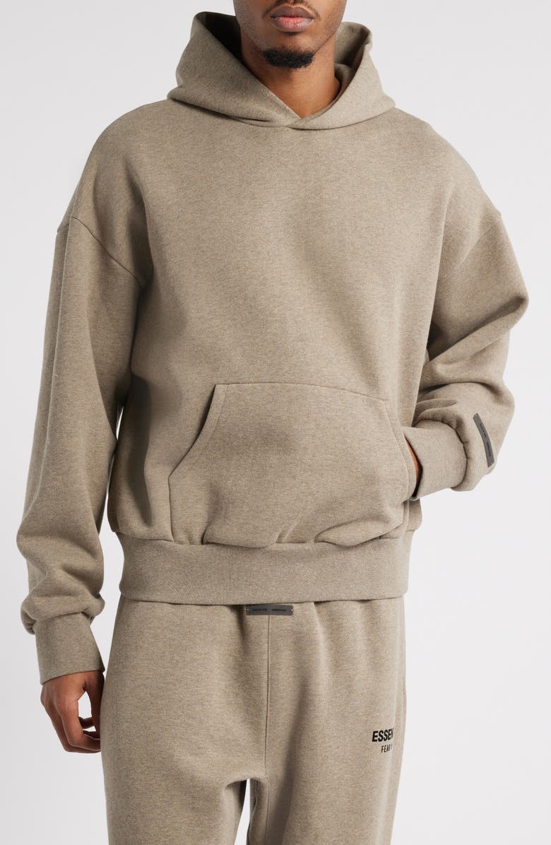 Fear of God Essentials Classic Fit Logo Graphic Hoodie, Alternate, color, Homestead Heather