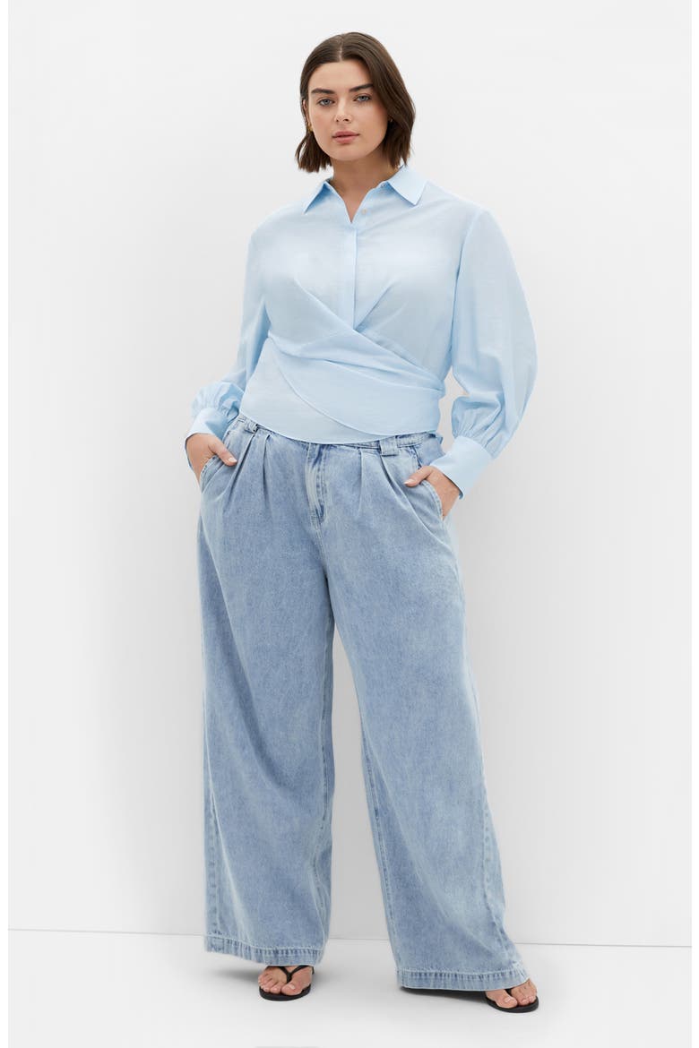 Elena Tie Waist Shirt, Alternate, color, SKY BLUE