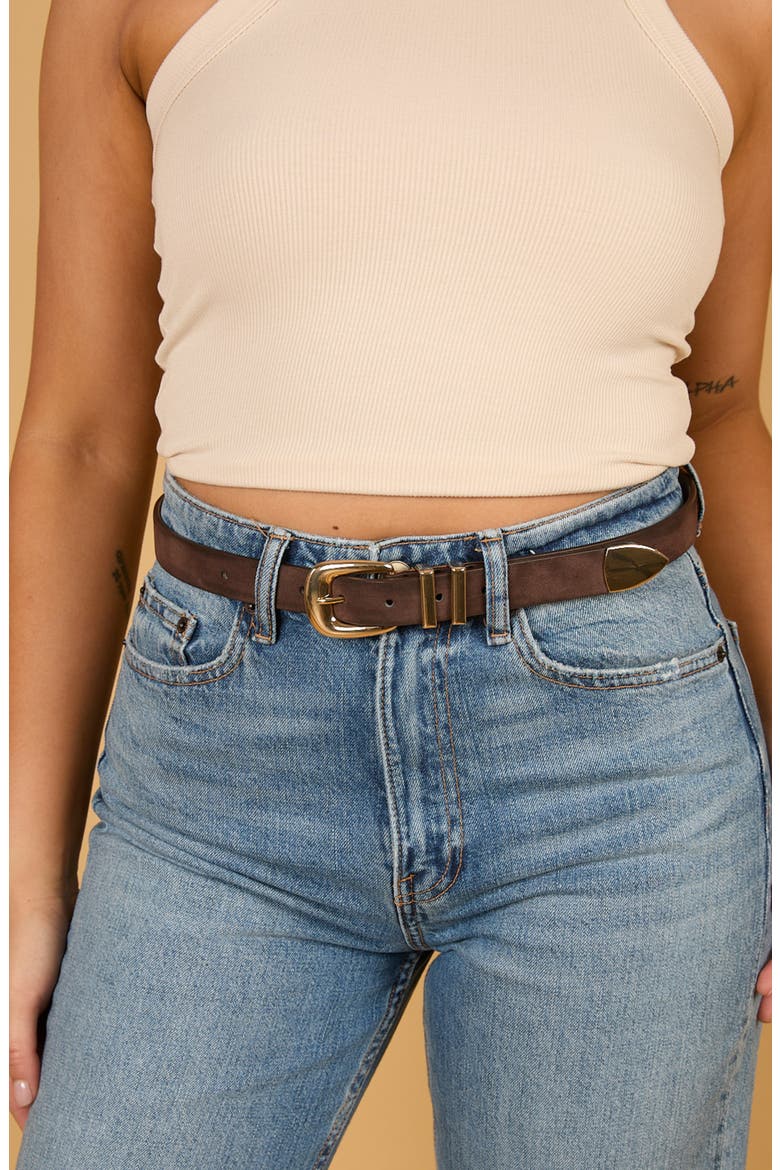 Atlas Belt, Alternate, color, DARK BROWN SUEDE/ GOLD