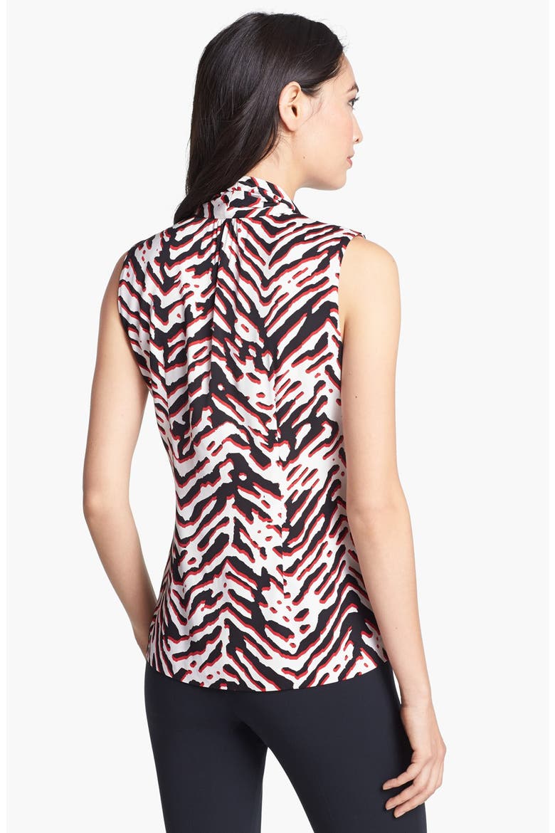 Stretch Silk Tie Neck Top, Alternate, color, SAND SHADOW