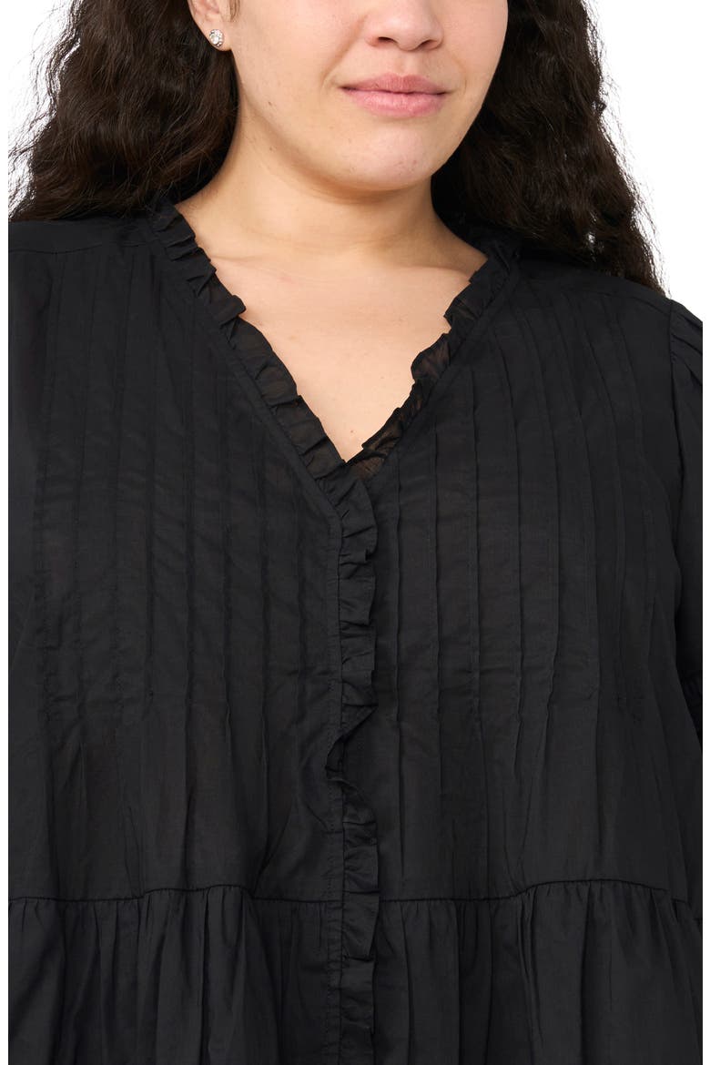 Pintuck Tiered Cotton Dress, Alternate, color, RICH BLACK