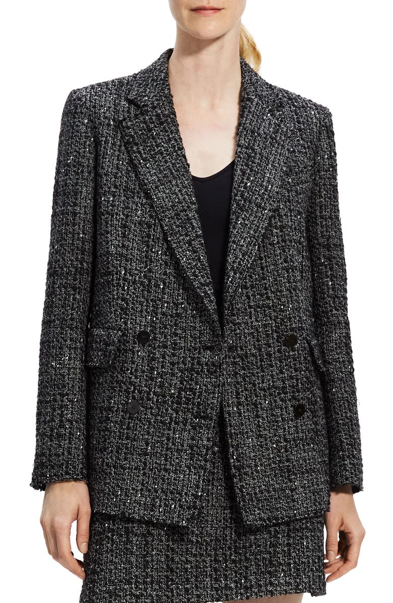 Theory Piazza Noell Double Breasted Tweed Blazer, Main, color, 
