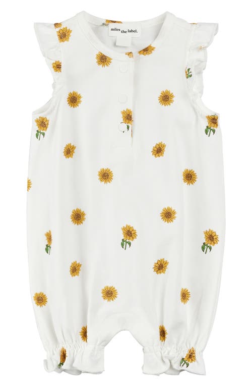 Shop Miles The Label Sunflower Print Ruffle Romper In Off White