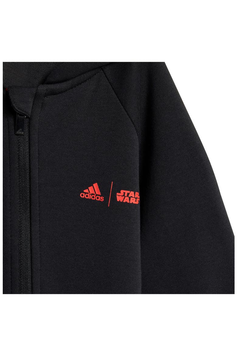 x Disney Z.N.E. 'Star Wars' Hooded Zip Romper, Alternate, color, BLACK/ BRIGHT RED