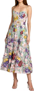 Mac Duggal Sweetheart Neck Embroidered Midi Dress