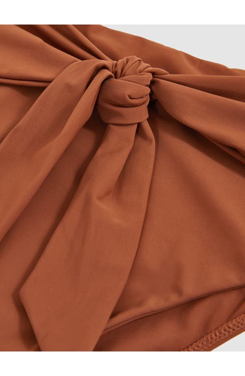 Reiss Hallie Tie Front High Waist Bikini Bottoms In Brown