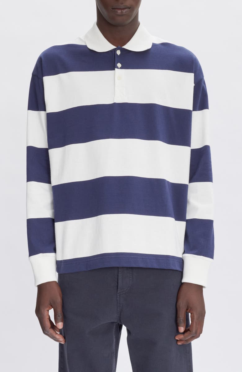 A.P.C. Riley Stripe Long Sleeve Polo, Main, color, 