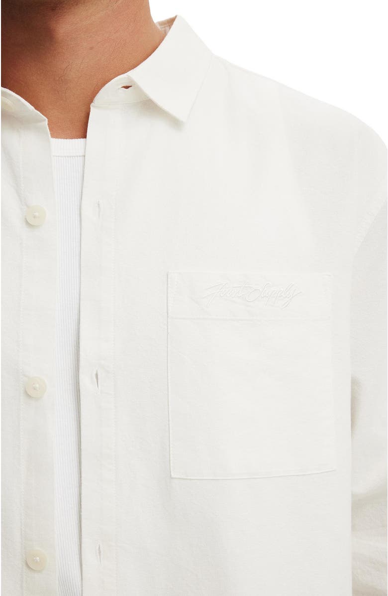 Cotton On Men's Bedford Long Sleeve Shirt, Alternate, color, White Emb