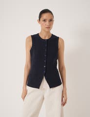 Hush Textured Sleeveless Button Through Top