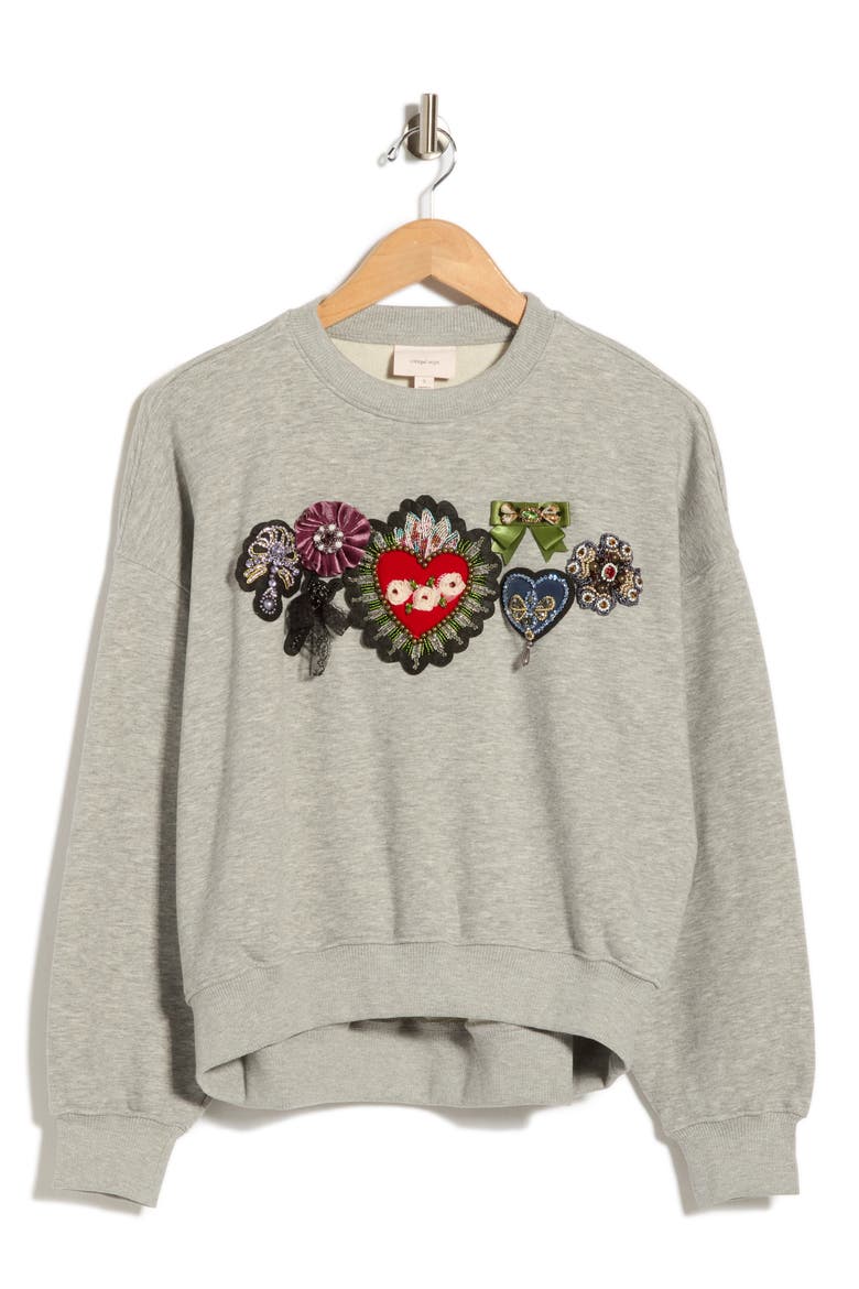 Heritage Rose Brandy Sweatshirt, Main, color, HEATHER GREY/ MULTI