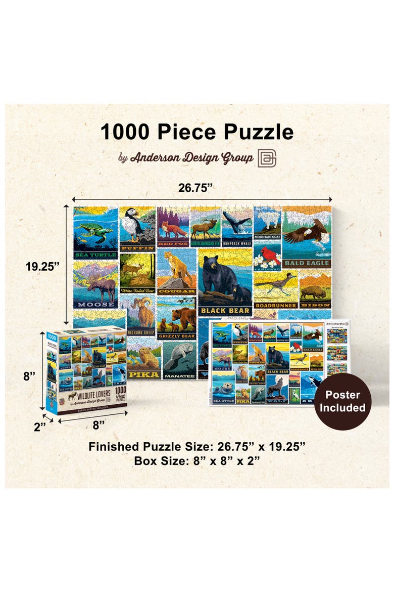 Wildlife Lovers 1000 Piece Jigsaw Puzzle, Alternate, color, Multicolor