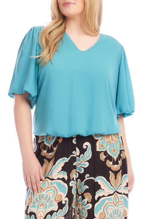 Puff Sleeve Crepe Top (Plus)
