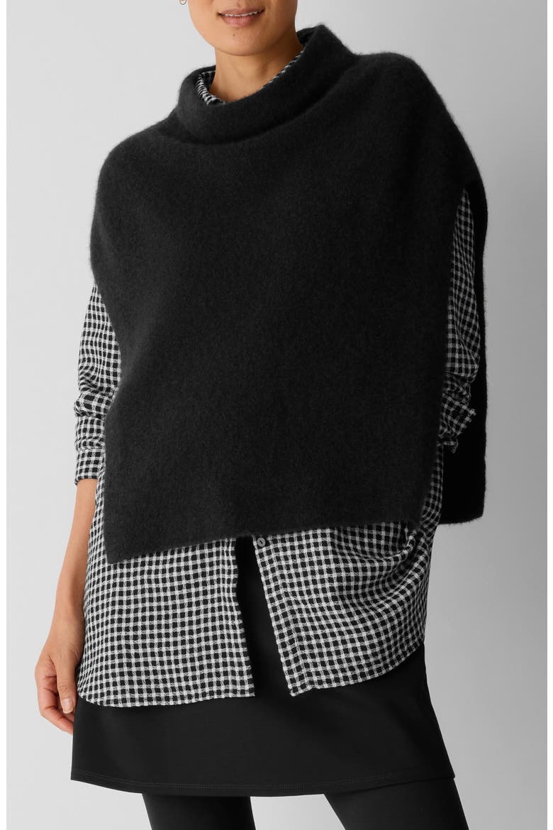 Cashmere & Silk Boucle Poncho, Main, color, BLACK