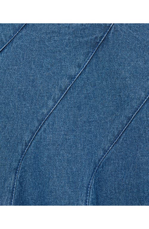 Mango Denim Midi-skirt With Stitching In Blue