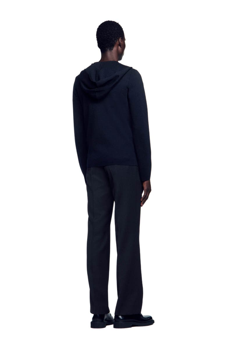 SANDRO Zipped cardigan with hood, Alternate, color, Black