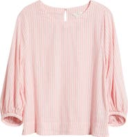 Caslon® Balloon Sleeve Linen Blend Top