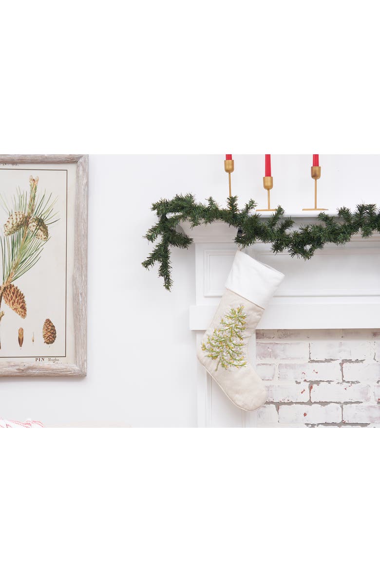 C&F Home 14" x 19" Winter Garden Christmas Tree Hanging Beige Stocking, Alternate, color, Brown