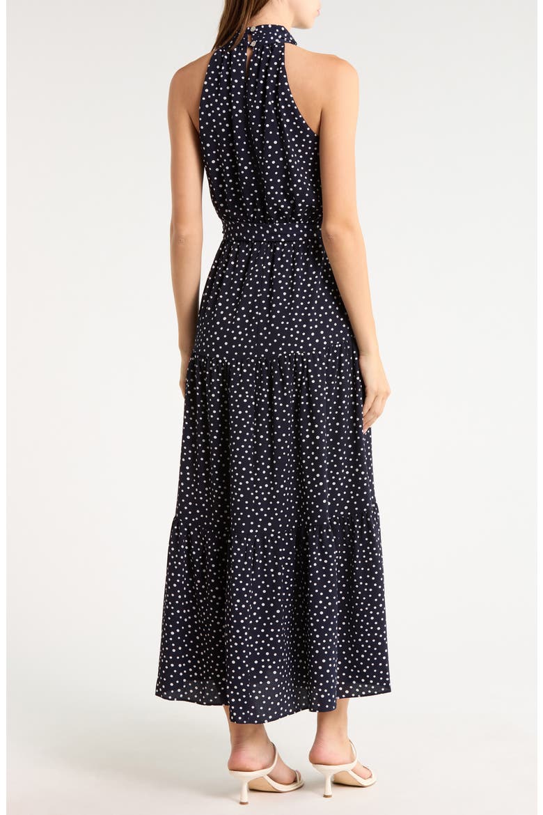 Polka Dot Sleeveless Tiered Maxi Dress, Alternate, color, NAVY/ IVORY
