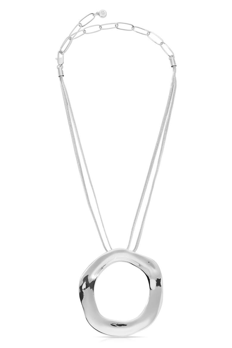 Open Circle Statement Necklace, Main, color, SILVER