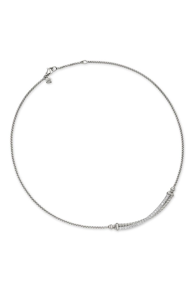 Crossover Bar Necklace with Diamonds, Alternate, color, SILVER/ DIAMOND