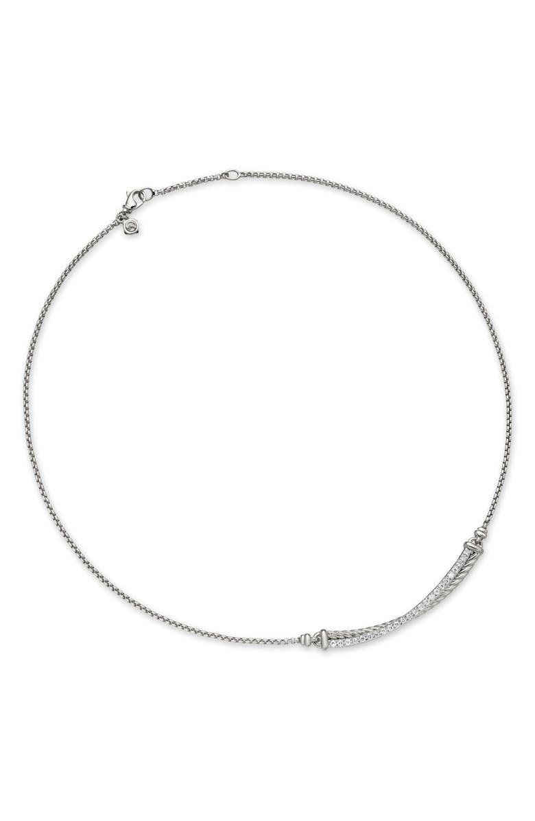 David Yurman Crossover Bar Necklace with Diamonds, Alternate, color, Silver/ Diamond