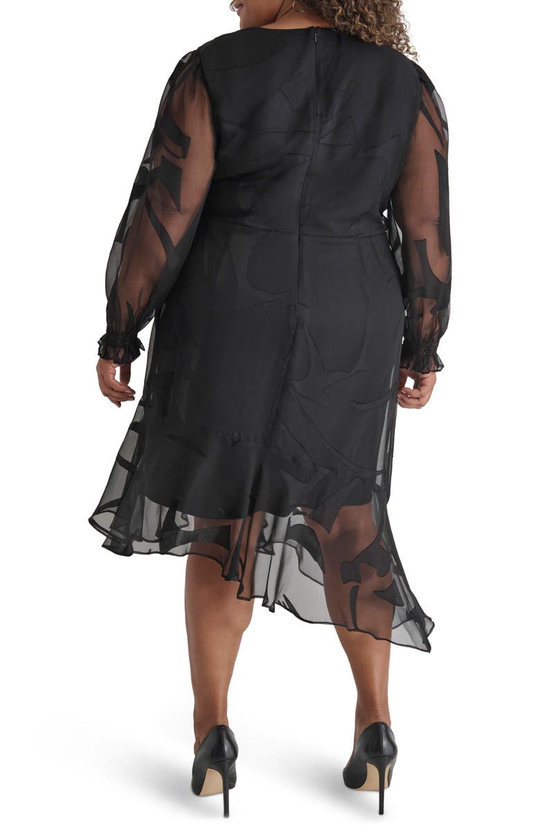 DKNY Long Sleeve Surplice Neck Dress, Alternate, color, Black