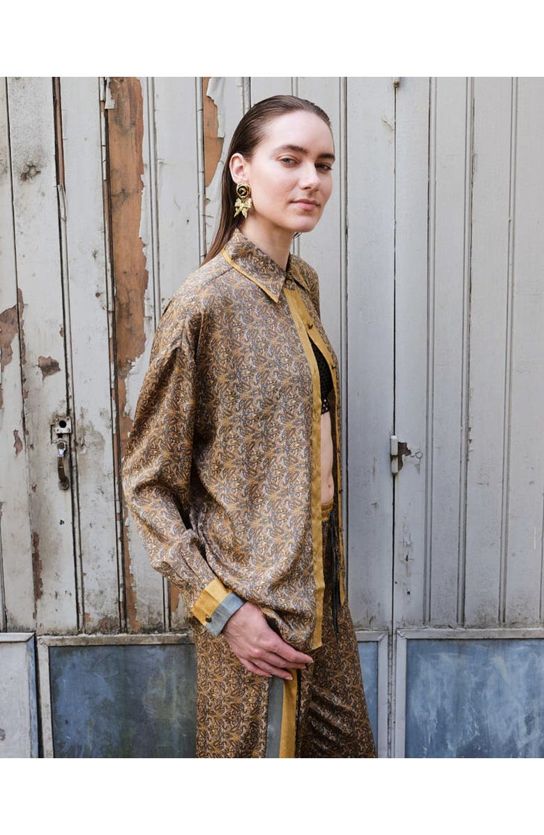 Monzlapur Paisley Motif Long Sleeve Shirt, Alternate, color, Mustard