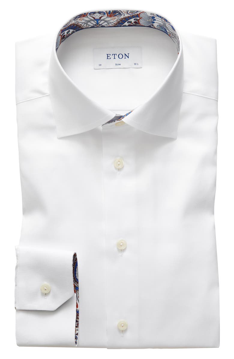 Eton Slim Fit Solid Dress Shirt, Main, color,