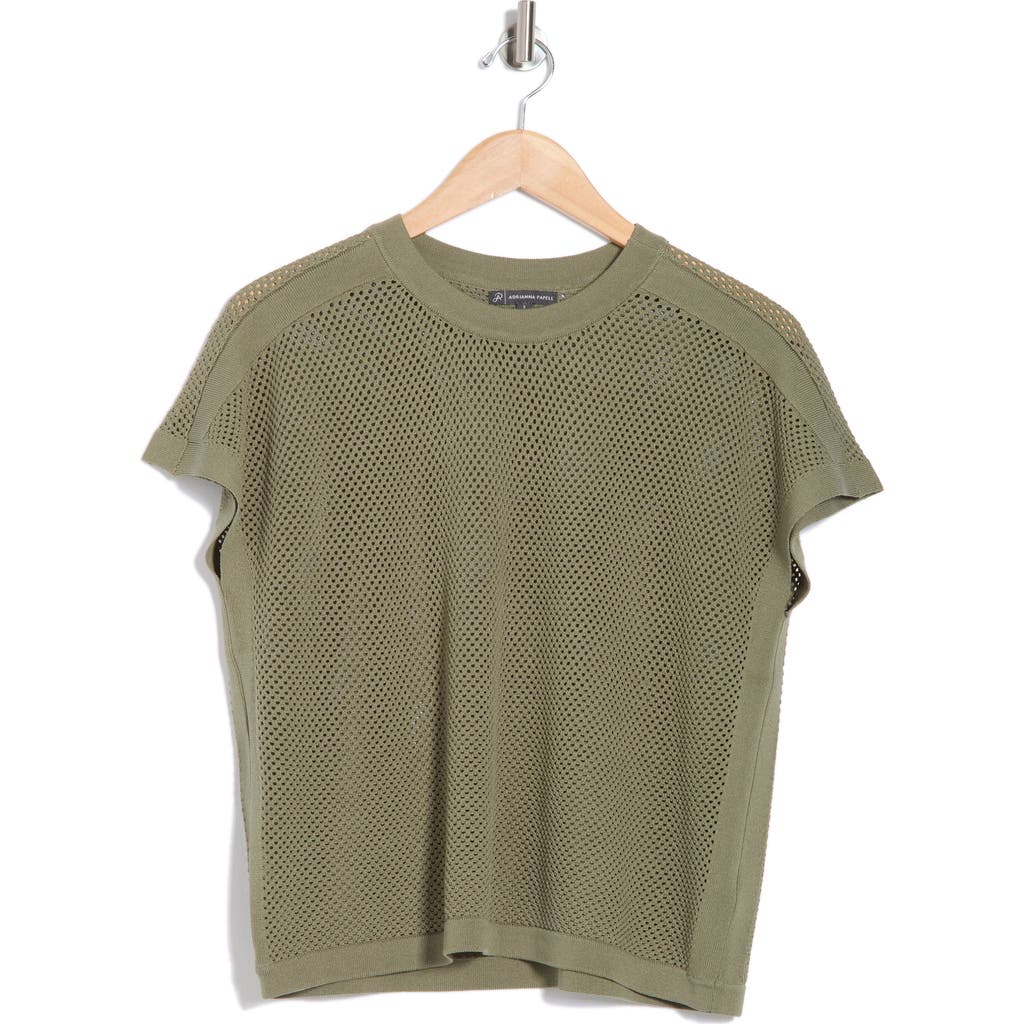 Adrianna Papell Mesh Openwork Sweater In Gray