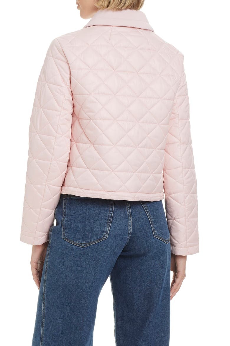 Zip Front Quilted Jacket, Alternate, color, PEACH TEA