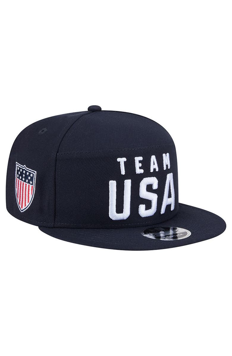 New Era Men
s New Era  Navy Team USA Side Patch 9FIFTY Split Panel Snapback Hat, Main, color, Navy